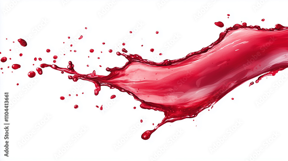 Dynamic splash of burgundy liquid isolated on white background Dynamic splash of burgundy liquid isolated on white background