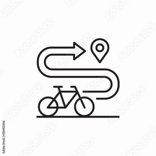 bicycle path trip icon sign vector