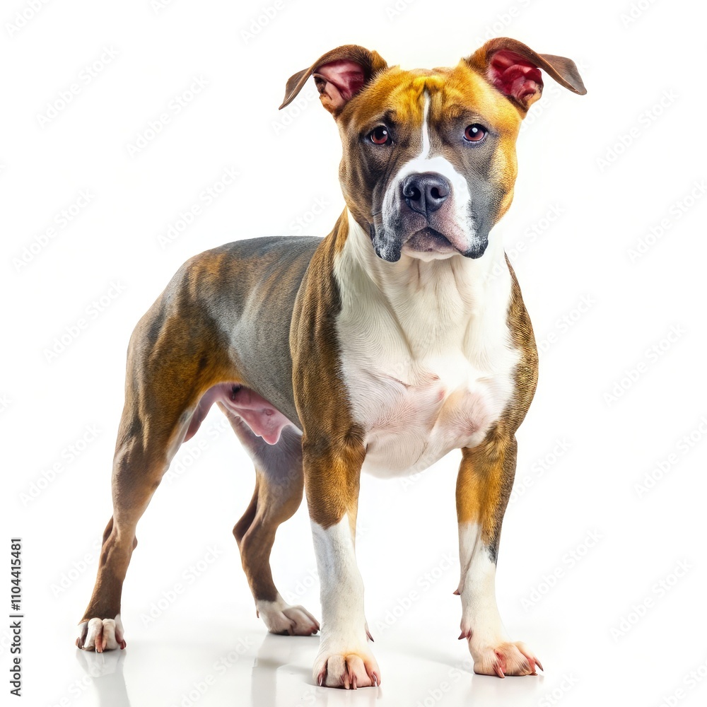 American Staffordshire Terrier in a Confident Standing Pose With Vibrant Coat. Generative AI American Staffordshire Terrier in a Confident Standing Pose With Vibrant Coat. Generative AI