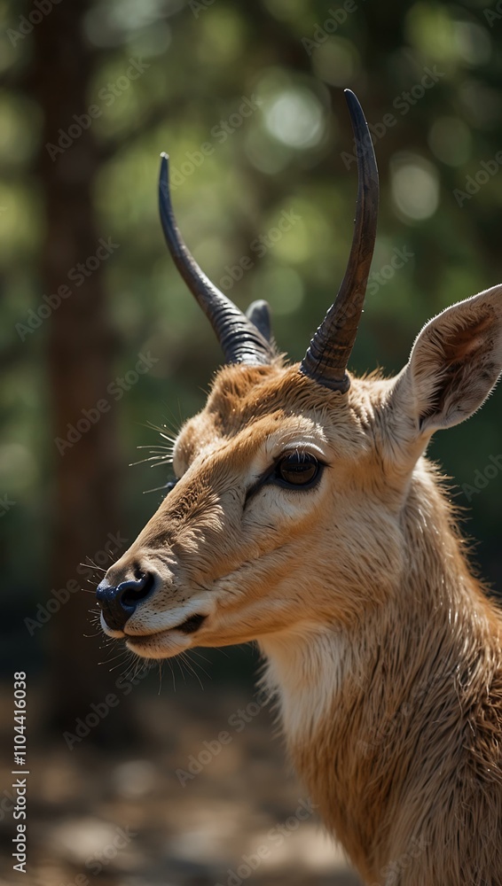 Naklejka premium Close-up of a pale deer or antelope in wildlife.
