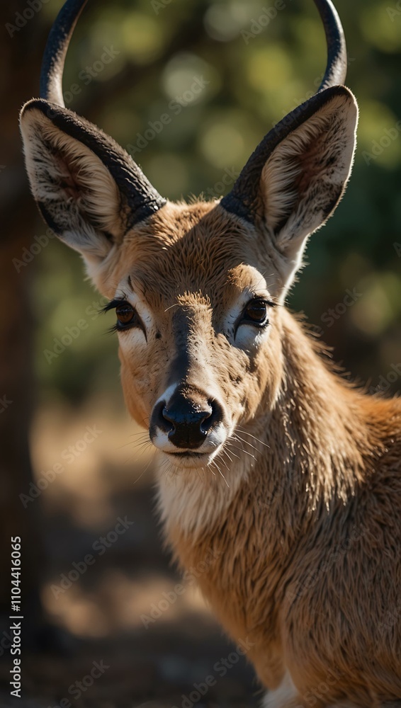 Fototapeta premium Close-up of a pale deer or antelope in wildlife.
