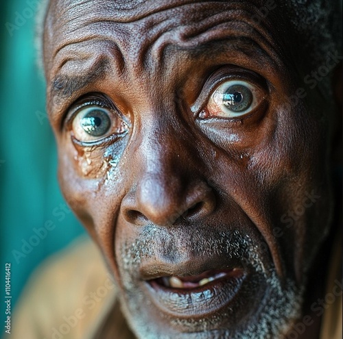 Stunning high resolution photos of shocked mature Kenyan man with tears in his eyes