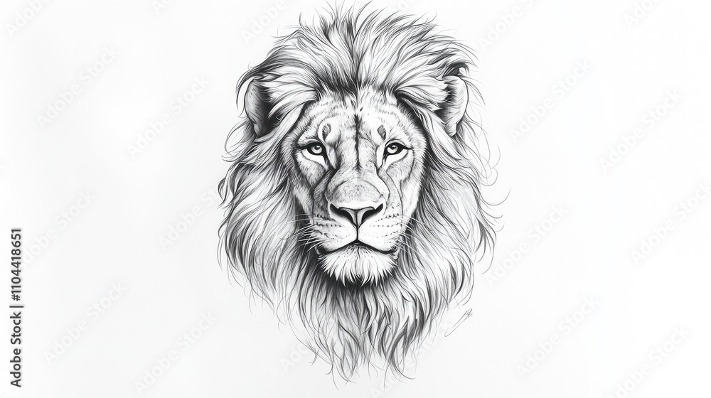 Lion. Sketchy, graphical, black and white portrait of a lion's head on a white background. Wild animals Vector illustration, lion t-shirt design Lion. Sketchy, graphical, black and white portrait of a lion's head on a white background. Wild animals Vector illustration, lion t-shirt design