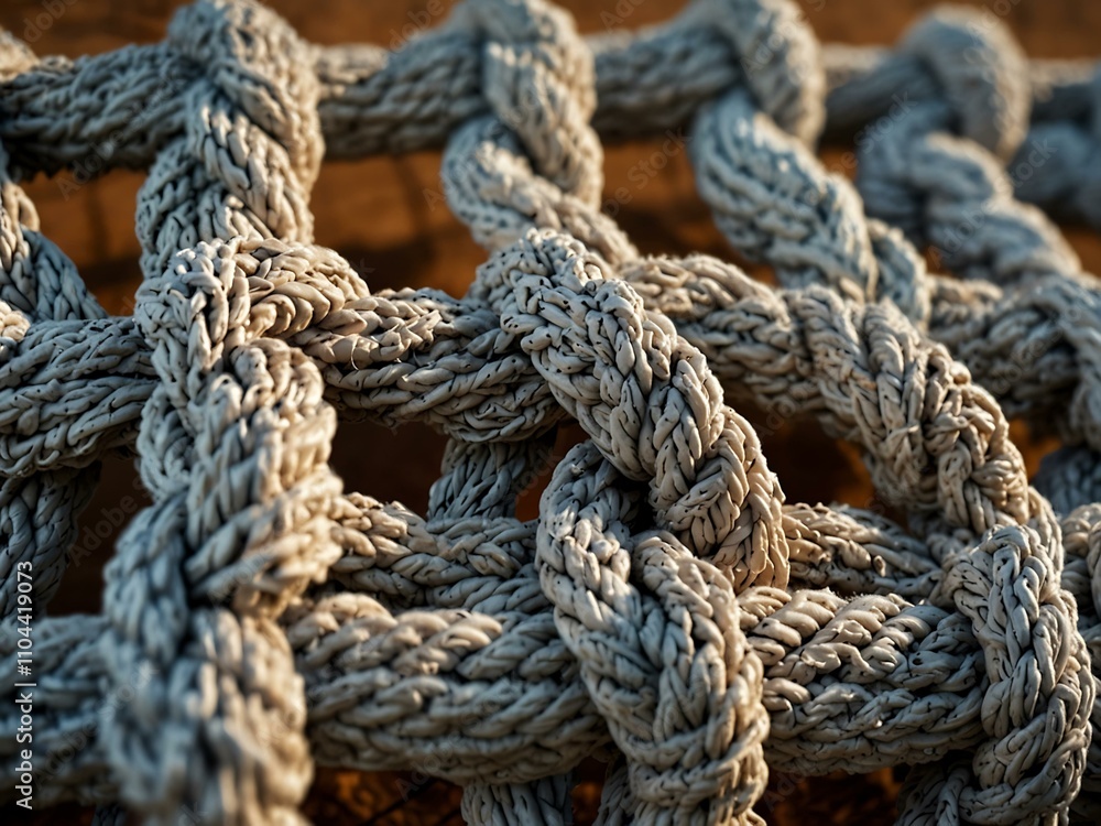 Fototapeta premium Close-up of a volleyball net with large knots.