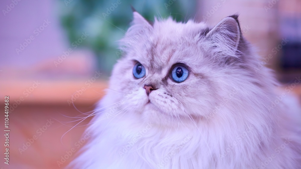 close-up portrait of a cute white fluffy cat with large, sparkling blue eyes, a pink nose, and soft, silky fur close-up portrait of a cute white fluffy cat with large, sparkling blue eyes, a pink nose, and soft, silky fur