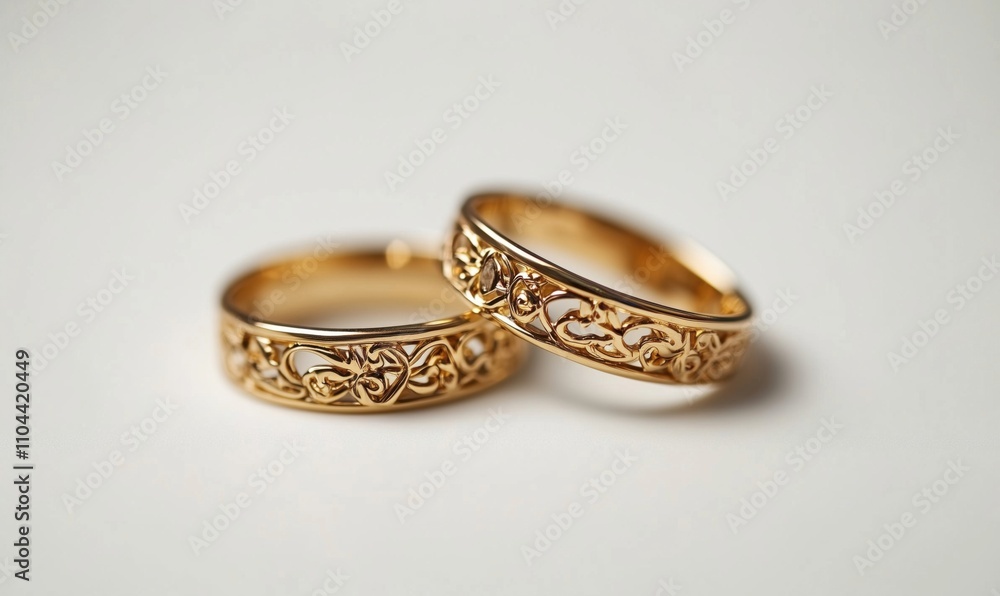 Gold wedding rings with intricate designs, showcasing elegant craftsmanship and romantic symbolism, perfect for engagements and marriages. Gold wedding rings with intricate designs, showcasing elegant craftsmanship and romantic symbolism, perfect for engagements and marriages.