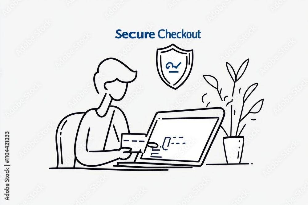 Secure online payment with credit card and shield icon protecting transaction data Secure online payment with credit card and shield icon protecting transaction data