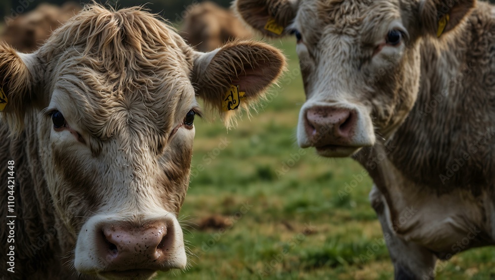 Fototapeta premium Close-up of Angus and Murray Grey cows grazing in Australia.
