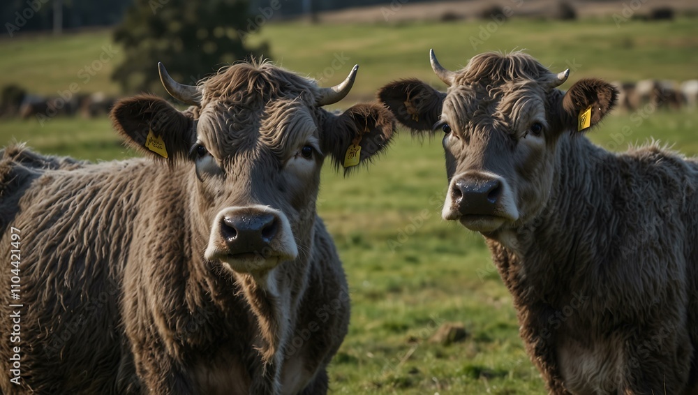 Close-up of Angus and Murray Grey cows grazing. Close-up of Angus and Murray Grey cows grazing.