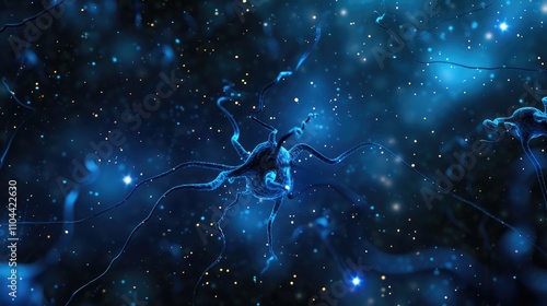 A stylized depiction of neural network connections emulating a galaxy, suggesting advanced computational intelligence within a cosmic setting.
