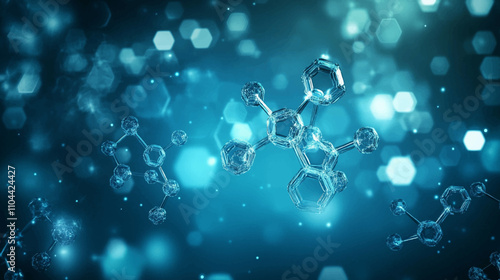 3D abstract background with hexagons and connection lines for medical, scientific, or technological design. Chemical structure Template design for health care business, innovation medicine industry.