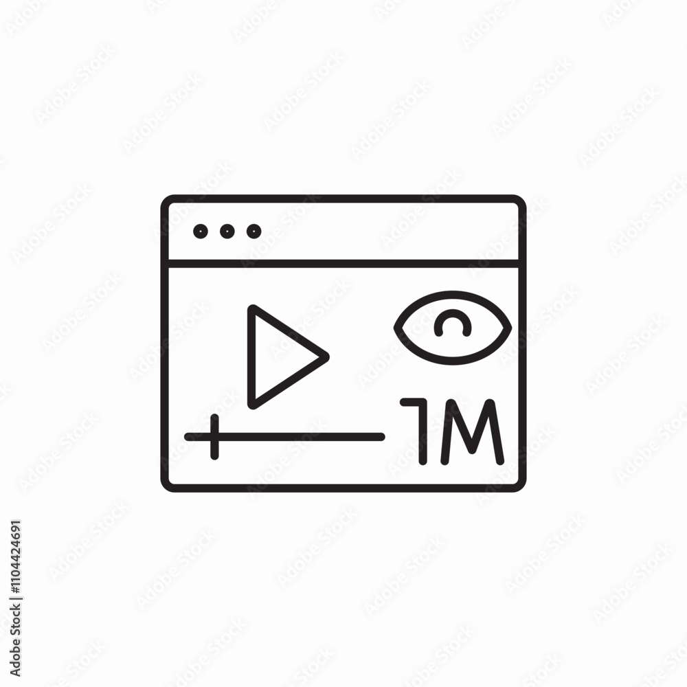video stream one million views icon sign vector video stream one million views icon sign vector