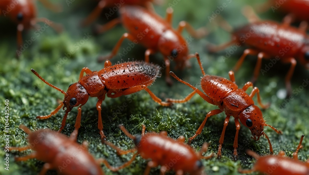Close-up of Cyana coccinea tiny bugs. Close-up of Cyana coccinea tiny bugs.