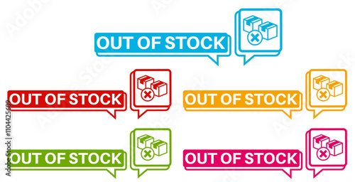 Set trendy Stylish out of stock icon labels. limited stock sign sticker icon design vector illustration	