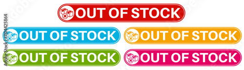 Set trendy Stylish out of stock icon labels. limited stock sign sticker icon design vector illustration	