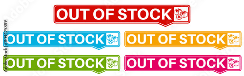 Set trendy Stylish out of stock icon labels. limited stock sign sticker icon design vector illustration	