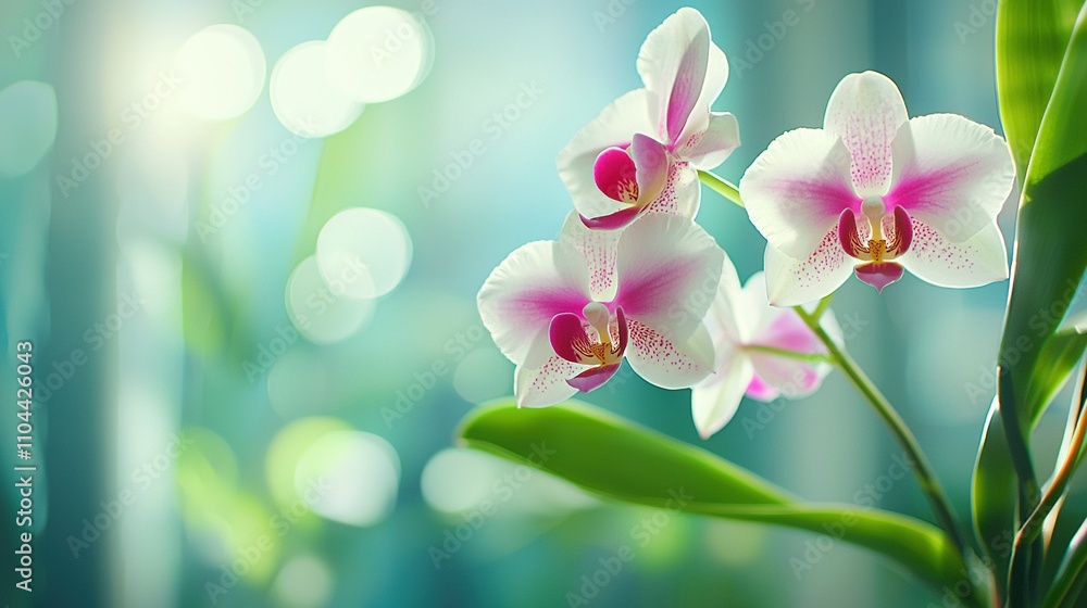 a vibrant pink and white flower in sharp focus against a soft green leafy background a vibrant pink and white flower in sharp focus against a soft green leafy background