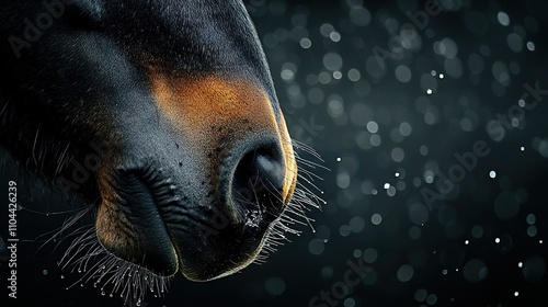   Close-up of horse's wet nose photo