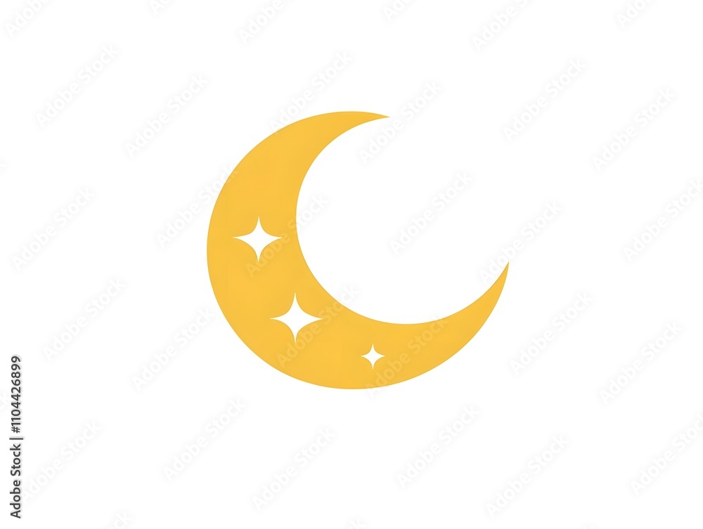 Yellow Astronomy crescent moon at night icon symbol Yellow Astronomy crescent moon at night icon symbol