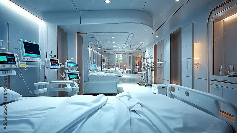 Futuristic Hospital Room: Clean, Modern, and High-Tech Futuristic Hospital Room: Clean, Modern, and High-Tech