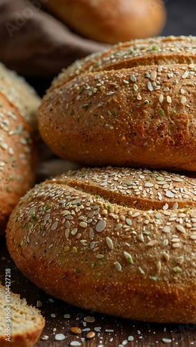 Close-up of fluffy wheat-flour khameer bread. photo