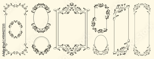 Vintage floral frame set. decorative elegant floral ornaments. Design element for brochure. Vector illustration collection isolated on background..eps