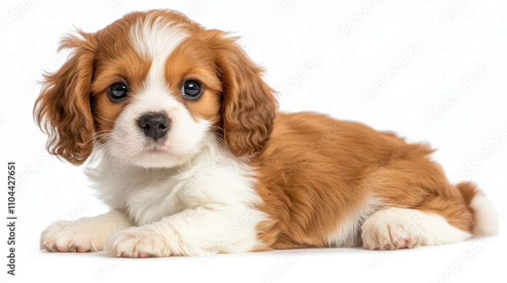 Adorable puppy rests, flaunting fluffy fur and expressive eyes that reveal its playful spirit Adorable puppy rests, flaunting fluffy fur and expressive eyes that reveal its playful spirit