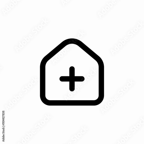 house add plus icon sign vector