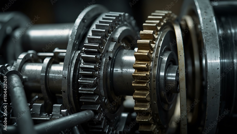 Close-up of gears in a transmission. Close-up of gears in a transmission.