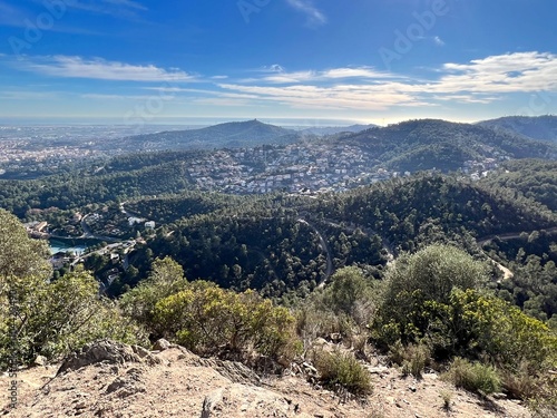 view from a viewpoint of the hills and sea near Barcelona