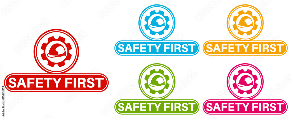 set banner safety first icon sign. use safety equipment symbol labels template construction sign design vector illustration set banner safety first icon sign. use safety equipment symbol labels template construction sign design vector illustration