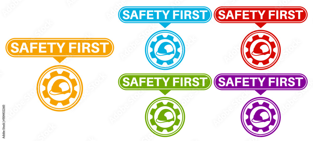 set banner safety first icon sign. use safety equipment symbol labels template construction sign design vector illustration set banner safety first icon sign. use safety equipment symbol labels template construction sign design vector illustration