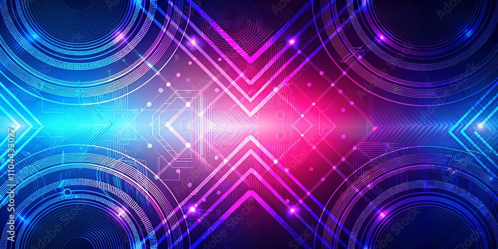 A futuristic digital circuit board with glowing blue and purple neon lights, representing technology and innovation. A futuristic digital circuit board with glowing blue and purple neon lights, representing technology and innovation.