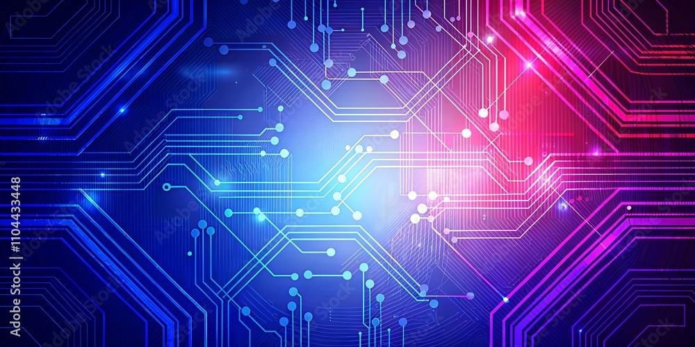 A futuristic digital circuit board with glowing blue and purple neon lights, representing technology and innovation. A futuristic digital circuit board with glowing blue and purple neon lights, representing technology and innovation.