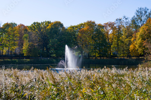 Fototapeta Naklejka Na Ścianę i Meble -  Fontanna na ulicy radiowej w Olsztynie 2024