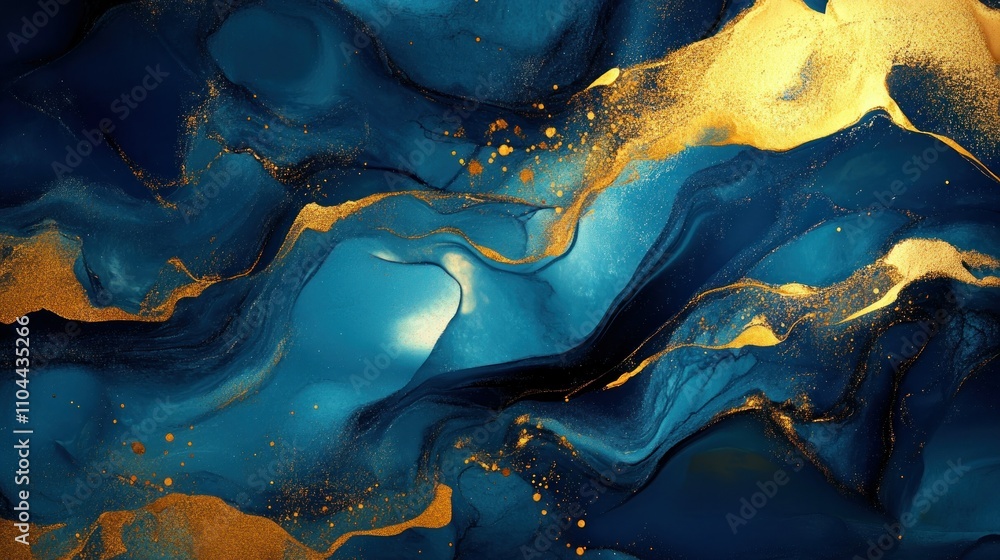 Abstract blue and gold fluid art design. Abstract blue and gold fluid art design.