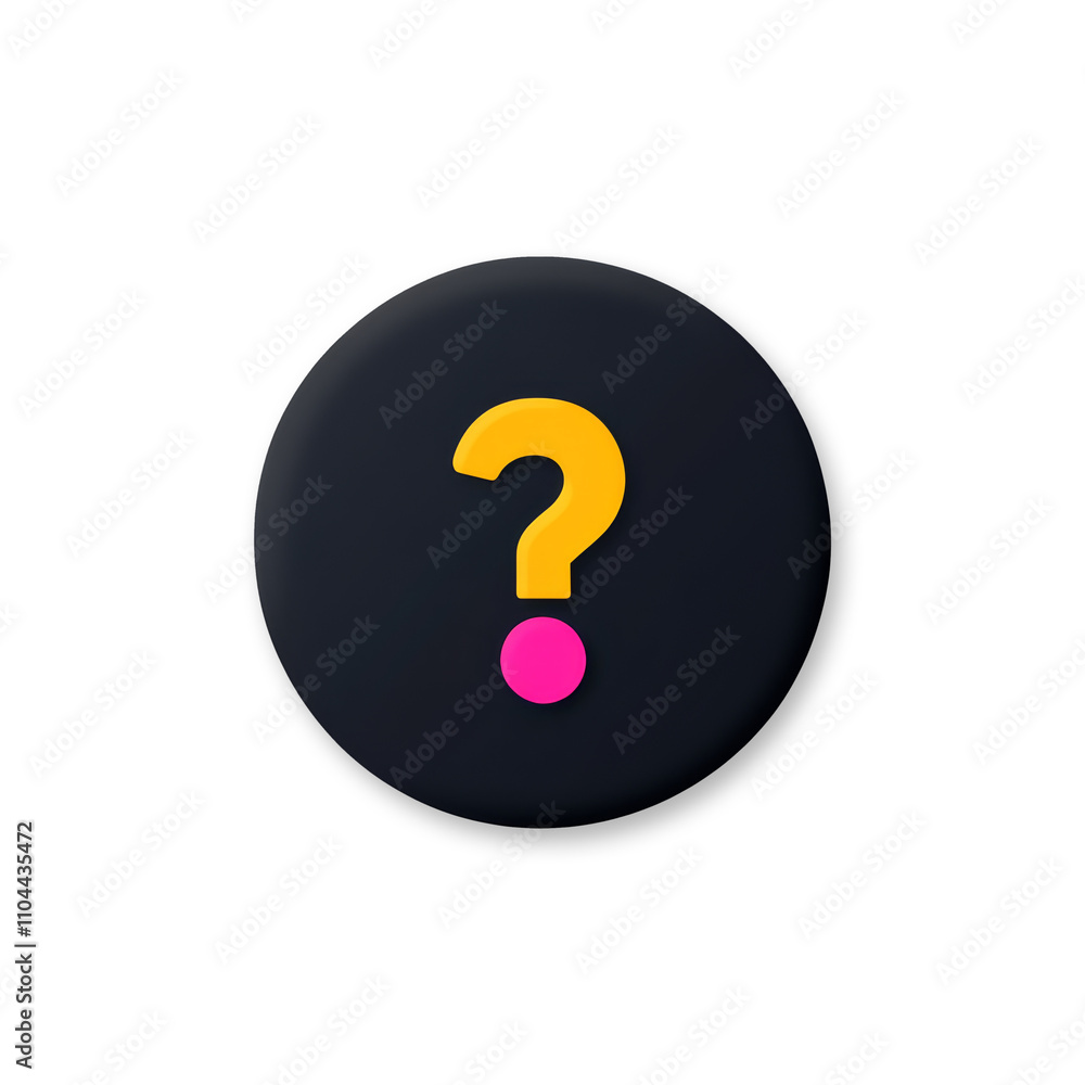 Black Circle Icon with Yellow and Pink Question Mark on PNG Transparent Background Black Circle Icon with Yellow and Pink Question Mark on PNG Transparent Background