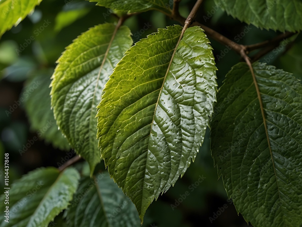 Close-up of vibrant green Hornbeam leaves. Close-up of vibrant green Hornbeam leaves.