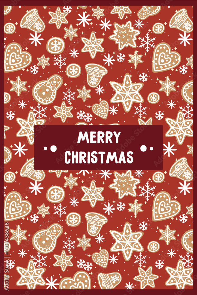 Naklejka premium new year christmas card. Vector template with cute elements for design