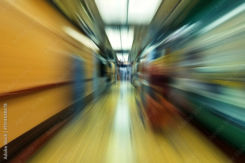 Blurred image of a hospital hallway suggests anonymity and urgency, capturing the unseen aspects of healthcare in a fast-paced medical environment. Healthcare concept Blurred image of a hospital hallway suggests anonymity and urgency, capturing the unseen aspects of healthcare in a fast-paced medical environment. Healthcare concept