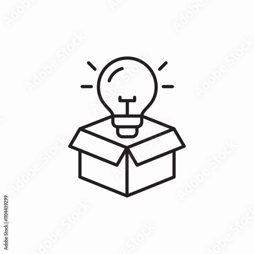 light bulb unboxing icon sign vector