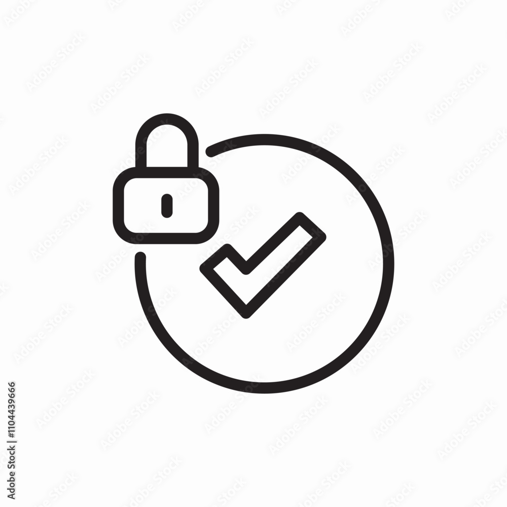 protection lock check mark icon sign vector protection lock check mark icon sign vector