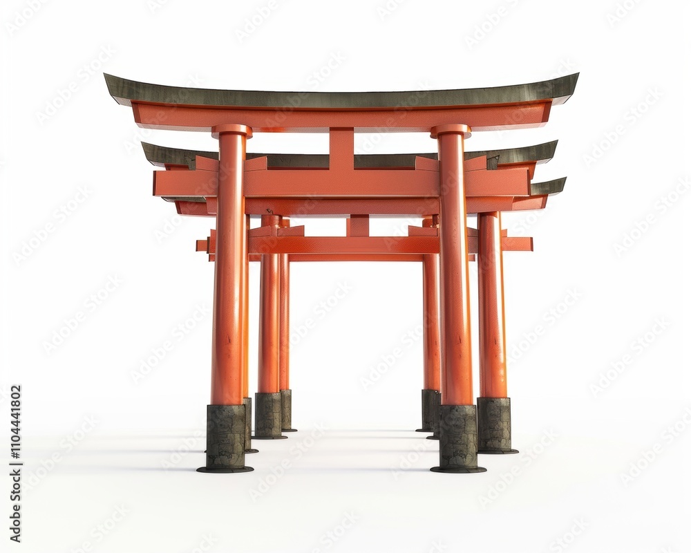 A vibrant red torii gate stands majestically, symbolizing the entrance to sacred space, showcasing traditional Japanese architecture. A vibrant red torii gate stands majestically, symbolizing the entrance to sacred space, showcasing traditional Japanese architecture.