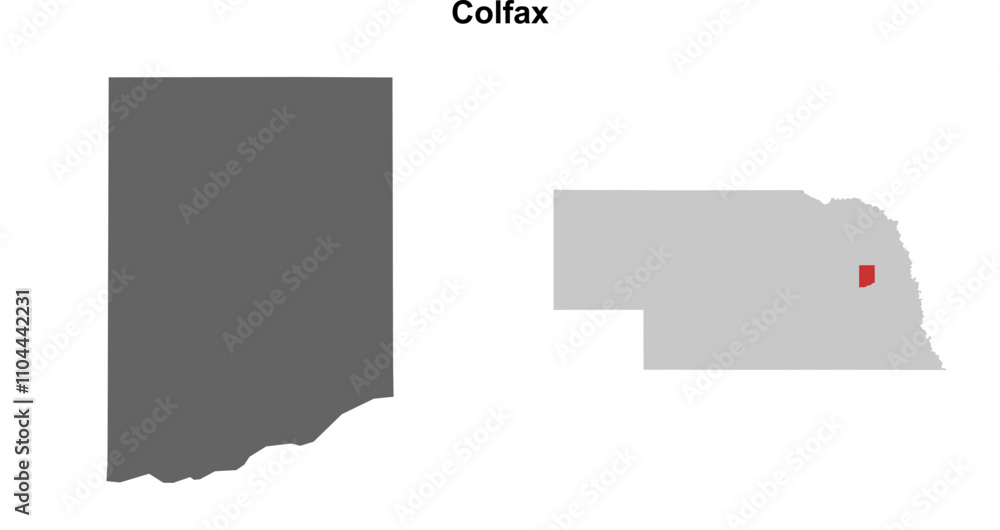 Colfax County (Nebraska) blank outline map set Colfax County (Nebraska) blank outline map set