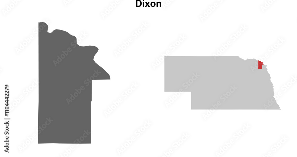 Dixon County (Nebraska) blank outline map set Dixon County (Nebraska) blank outline map set