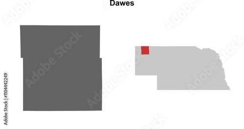 Dawes County (Nebraska) blank outline map set