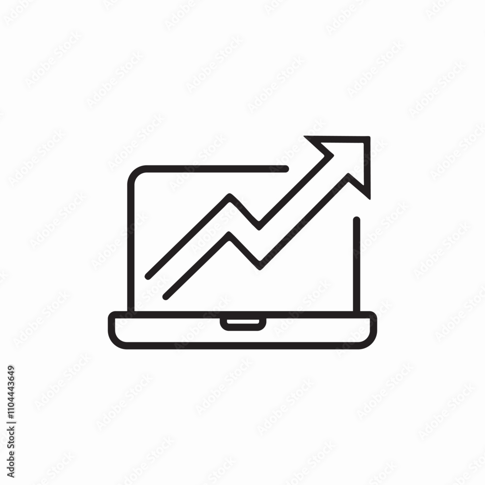 laptop ascending arrow icon sign vector laptop ascending arrow icon sign vector