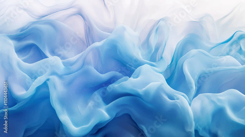 Abstract texture of natural light blue color fabric wave as concept of luxurious background. Fabric texture of natural cotton or linen, silk or satin, wool or jersey textile material.