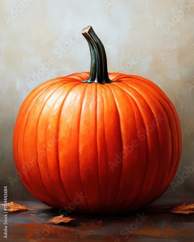 A vibrant pumpkin is showcased against a soft background, perfect for autumn-themed projects, Halloween decorations, or culinary uses, Its rich color and textures make it visually appealing, photo