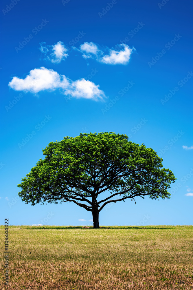 Lone Adansonia grandidieri in a savanna under a clear blue sky at midday Lone Adansonia grandidieri in a savanna under a clear blue sky at midday